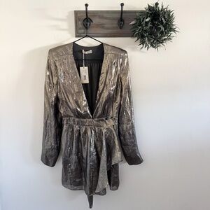 NWT $495 Ramy Brook Silver Metallic Shaina Mini Dress 4
